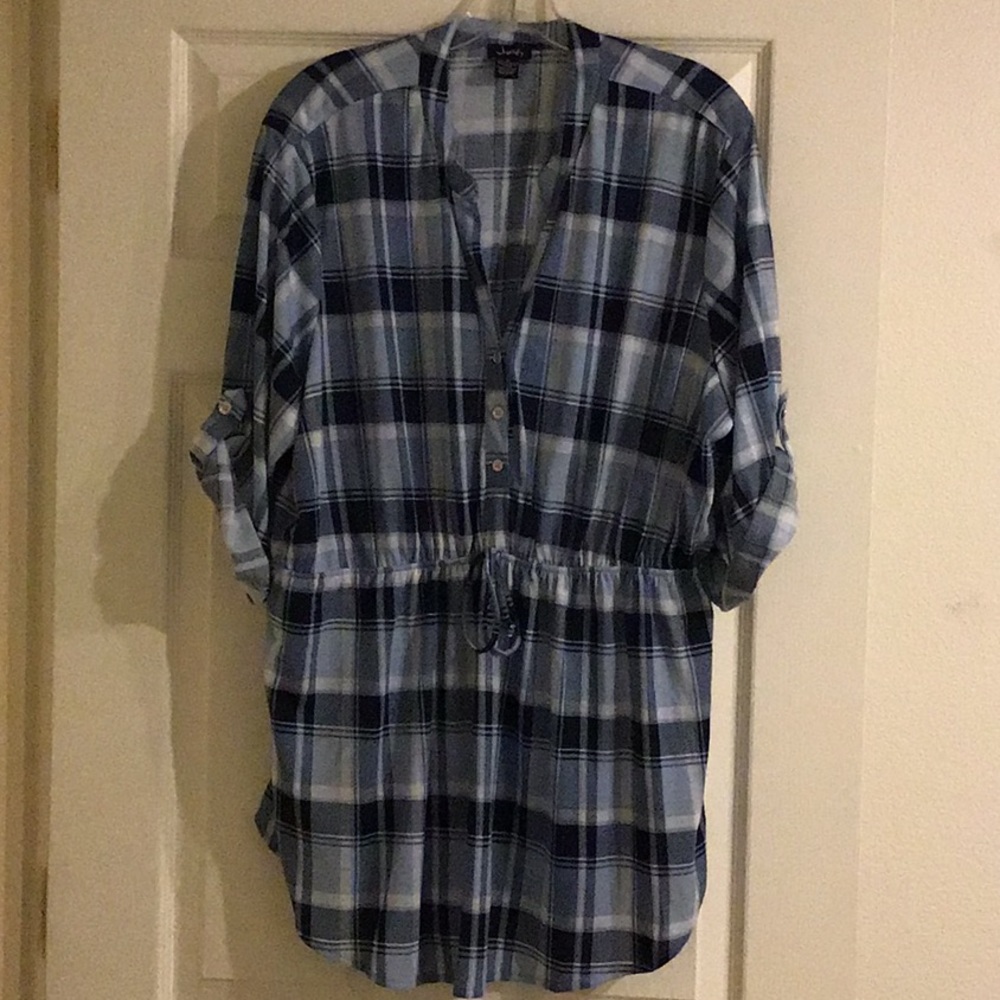 Cute blue plaid tunic Wm sz 2x